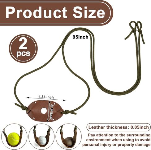Handmade Leather Shepherd Sling Old-Fashioned Rock Thrower, 2 Pcs in Saudi Arabia