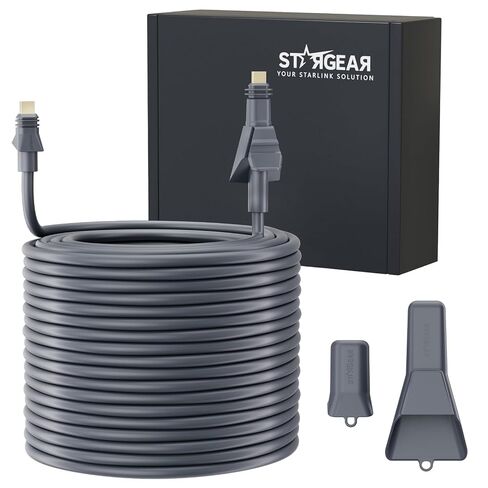 كابل Starlink مسطح عالي الأداء بطول 82FT/25M، ملحقات كابل Starlink 22AWG استبدال سلك طاقة FHP، متوافق مع طبق FHP وإمدادات الطاقة، مقاوم للماء مع أغطية طرفية in Kuwait