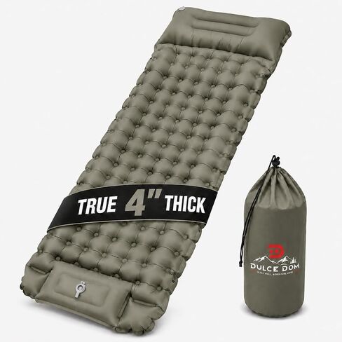 True 4" Camping Sleeping Pad, Inflatable Mat with Built-in Foot Pump Pillow in Saudi Arabia