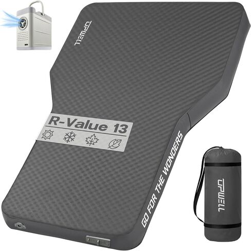 UPWELL Self Inflating Sleeping Pad Truck Camping Thick Mattress for Tesla Model Y Solid Foam 4 Season Car Bed Mattress Portable Roll Up Bed Grey，with air Pump in Saudi Arabia