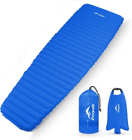 Camping Sleeping Pad, Ultralight Waterproof Inflatable Sleeping Mat with Inflation Bag, Lightweight Portable Compact Air Mattress for Outdoor Backpacking Hiking Traveling Tent Use (Single, Green) in Kuwait