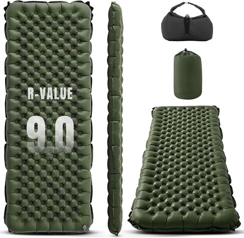 Lamberia 9.0 R Value Self Inflating Sleeping Pad, 5" Thick Camping Bed in Kuwait