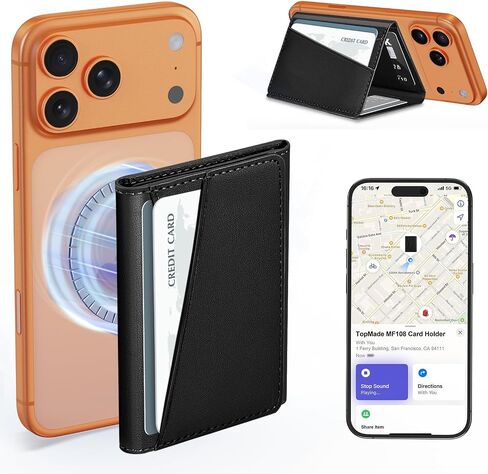 TopMade for MagSafe Wallet, 9 Cards Holder with RFID Blocking, Slim Minimalist Leather Trifold Magnetic Phone Wallet for iPhone 17 Pro & 17/16/15/14 Series, Not for 13/12 Mini, Carbon Fiber Black in Kuwait