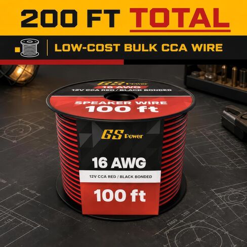 GS Power 100ft CCA 12 Gauge Wire Automotive, Red & Black, 12 AWG 12v, Flexible Speaker Electrical Wire Low Voltage Primary for Car Stereo Audio Trailer Harness Hookup Wiring DIY in Saudi Arabia