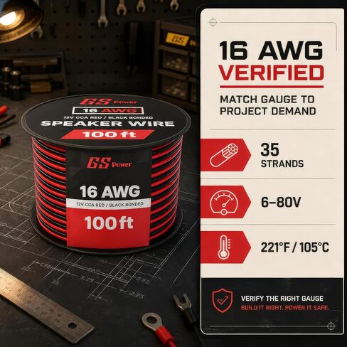 GS Power 100ft CCA 12 Gauge Wire Automotive, Red & Black, 12 AWG 12v, Flexible Speaker Electrical Wire Low Voltage Primary for Car Stereo Audio Trailer Harness Hookup Wiring DIY in Saudi Arabia