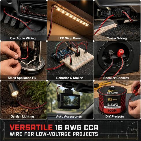 GS Power 100ft CCA 12 Gauge Wire Automotive, Red & Black, 12 AWG 12v, Flexible Speaker Electrical Wire Low Voltage Primary for Car Stereo Audio Trailer Harness Hookup Wiring DIY in Saudi Arabia