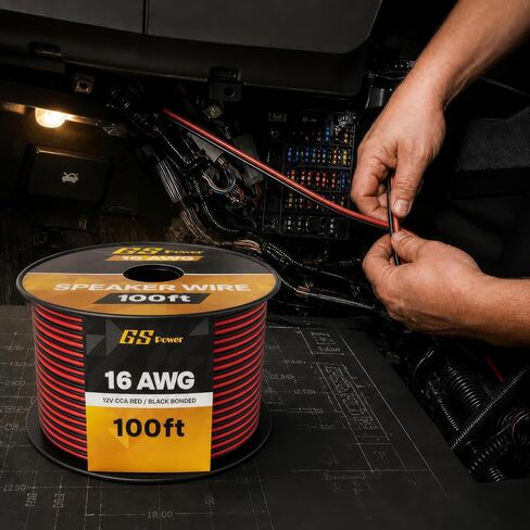 GS Power 100ft CCA 12 Gauge Wire Automotive, Red & Black, 12 AWG 12v, Flexible Speaker Electrical Wire Low Voltage Primary for Car Stereo Audio Trailer Harness Hookup Wiring DIY in Saudi Arabia