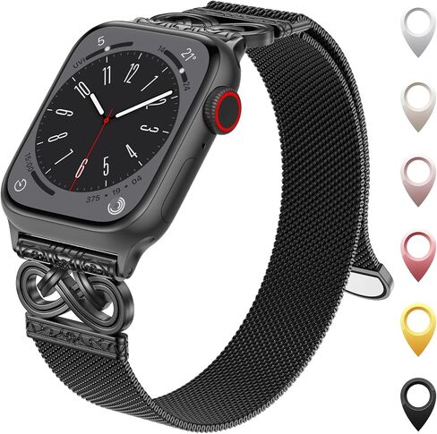Mesh Sculpted Metal Detail Loop Compatible with Apple Watch Bands for Women in Saudi Arabia