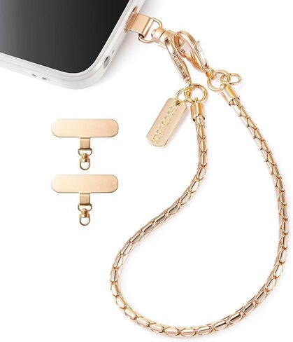 Wristlet Strap Copper Phone Lanyards Gold Detachable Metal Cellphone Safety Charms Wrist Bracelet 2 Tabs 1 Phone Leash Tether Anti Theft For Iphone Case Chain Women Girl Shopping Traveling Sport in Kuwait