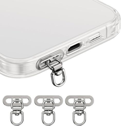 3 PCS Phone Tether Tab Universal Lanyard Clip 360° Rotatable Mini Side Clip Stainless Steel for All Phones Case No Blocking Charging/Calls Metal Finger Holder Ultra-Thin 0.3mm for Wrist or Crossbody Straps in Saudi Arabia