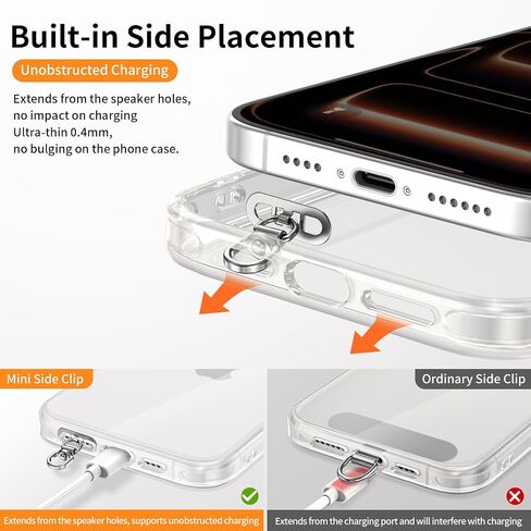 3 PCS Phone Tether Tab Universal Lanyard Clip 360° Rotatable Mini Side Clip Stainless Steel for All Phones Case No Blocking Charging/Calls Metal Finger Holder Ultra-Thin 0.3mm for Wrist or Crossbody Straps in Saudi Arabia