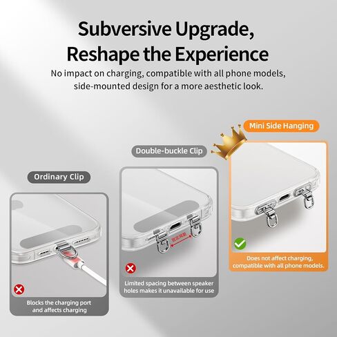 3 PCS Phone Tether Tab Universal Lanyard Clip 360° Rotatable Mini Side Clip Stainless Steel for All Phones Case No Blocking Charging/Calls Metal Finger Holder Ultra-Thin 0.3mm for Wrist or Crossbody Straps in Saudi Arabia