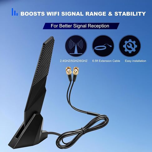 External WiFi 7 WiFi 6E Tri-Band Antenna with RP-SMA Connector, for ASUS, Gigabyte Aorus Gaming Motherboard, PCIe Card in Saudi Arabia