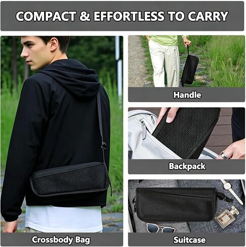Portable Folding Stool Small Collapsible Camping Chair, 11.8" Tall Heavy Duty Travel Camp Seat Crossbody Bag Foot Stool Foldable Backpack Chair with 3 Pocket for Outdoor Hiking Picnic, Black in Saudi Arabia
