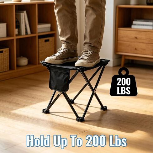 2 Pack Camping Stool with Carry Bag, 13 Inch Folding Lightweight Outdoor Chairs, Portable Stool Seat with Side Pocket for Outdoor Hiking, Fishing, Picnic & Beach in Saudi Arabia