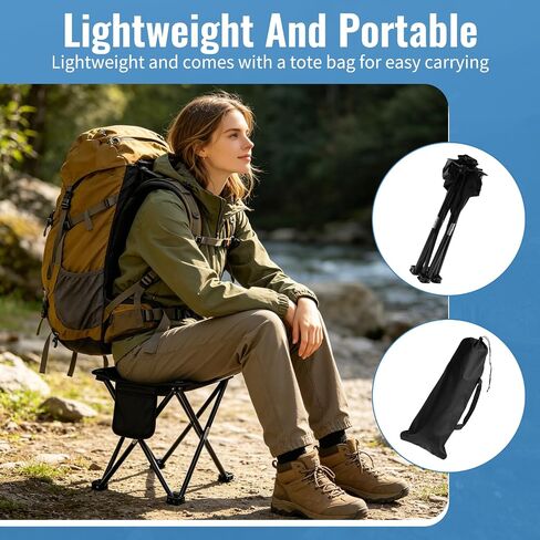 2 Pack Camping Stool with Carry Bag, 13 Inch Folding Lightweight Outdoor Chairs, Portable Stool Seat with Side Pocket for Outdoor Hiking, Fishing, Picnic & Beach in Saudi Arabia