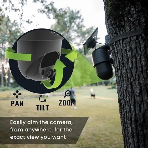 TACTACAM - كاميرا أمان خلوية 360 درجة، صور 4K، فيديو 1080 بكسل، بطارية شمسية + قابلة لإعادة الشحن، مقلاة/إمالة/تكبير 360 درجة، شبكة LTE الخلوية، تنبيهات الحركة، مقاومة للطقس تتضمن التركيب والقماش (2PK) in Kuwait