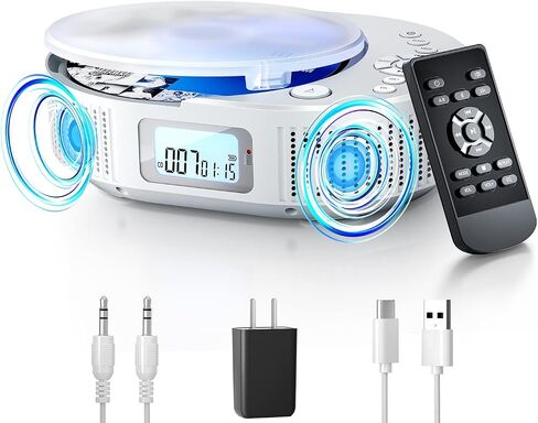 CD Player Portable, FELEMAN Upgraded Boombox CD Player & Bluetooth Speaker 2 in 1 Combo, Rechargeable Portable CD for Car/Home with Remote Control, FM Radio, Support AUX/USB, Headphone Jack in Saudi Arabia