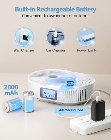 CD Player Portable, FELEMAN Upgraded Boombox CD Player & Bluetooth Speaker 2 in 1 Combo, Rechargeable Portable CD for Car/Home with Remote Control, FM Radio, Support AUX/USB, Headphone Jack in Saudi Arabia