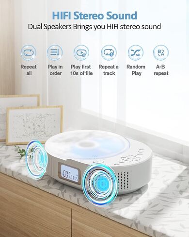 CD Player Portable, FELEMAN Upgraded Boombox CD Player & Bluetooth Speaker 2 in 1 Combo, Rechargeable Portable CD for Car/Home with Remote Control, FM Radio, Support AUX/USB, Headphone Jack in Saudi Arabia