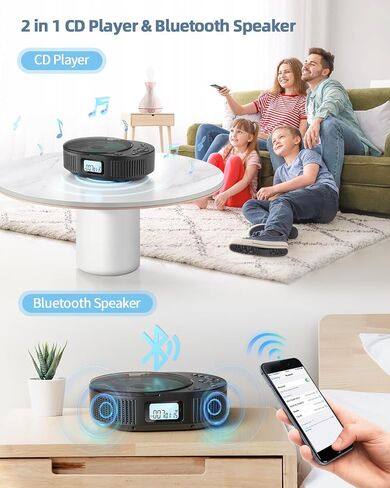 2 in 1 Portable CD Player & Bluetooth Speaker,FM Radio,Rechargeable in Saudi Arabia