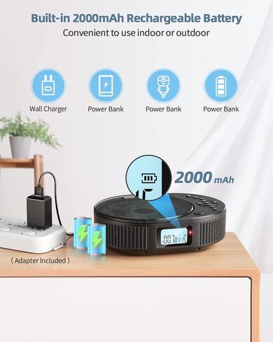 2 in 1 Portable CD Player & Bluetooth Speaker,FM Radio,Rechargeable in Saudi Arabia