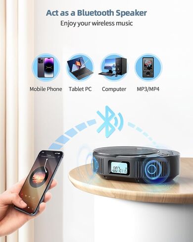 2 in 1 Portable CD Player & Bluetooth Speaker,FM Radio,Rechargeable in Saudi Arabia