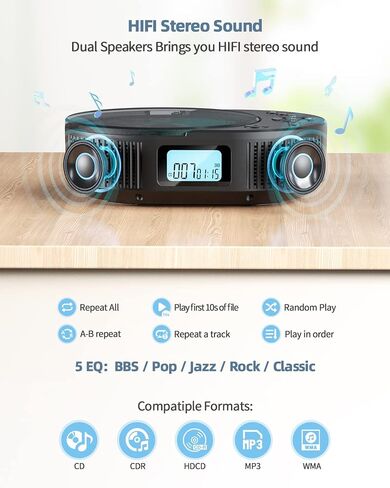 2 in 1 Portable CD Player & Bluetooth Speaker,FM Radio,Rechargeable in Saudi Arabia