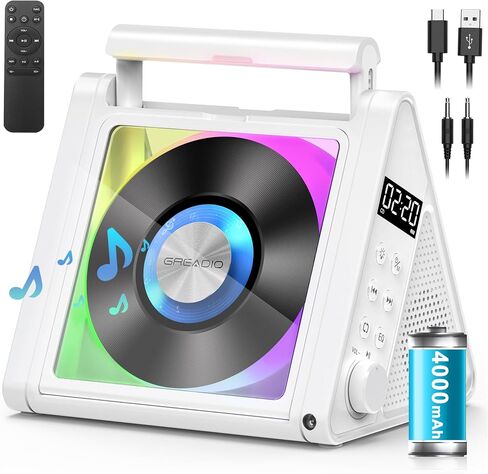 Greadio Portable CD Player with Bluetooth & RGB Ambient Lights for Desktop in Saudi Arabia