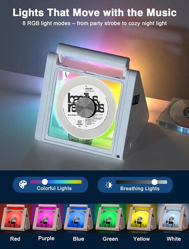 Greadio Portable CD Player with Bluetooth & RGB Ambient Lights for Desktop in Saudi Arabia