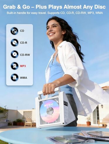 Greadio Portable CD Player with Bluetooth & RGB Ambient Lights for Desktop in Saudi Arabia
