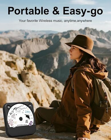 ENVYCLOUD CD Player Portable with Dual Stereo Speakers, Rechargeable Portable CD Player with Bluetooth for Home with Headphones, Support CD/AUX/USB,Black in Saudi Arabia