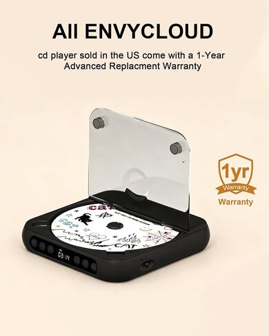 ENVYCLOUD CD Player Portable with Dual Stereo Speakers, Rechargeable Portable CD Player with Bluetooth for Home with Headphones, Support CD/AUX/USB,Black in Saudi Arabia