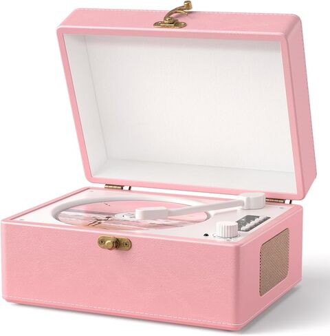 Retro CD Player with Bluetooth in/Out Portable CD Player with Built-in Rechargeable Battery,Auto Power Off,USB,AUX,Headphone Jack,Vintage Music Player Great Birthday Gifts for Women/Men-Pink in Kuwait