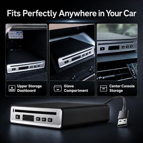 USB Car CD Player, Portable External CD Player Plug & Play Compatible with Cars, SUVs, Trucks, Laptop in Saudi Arabia