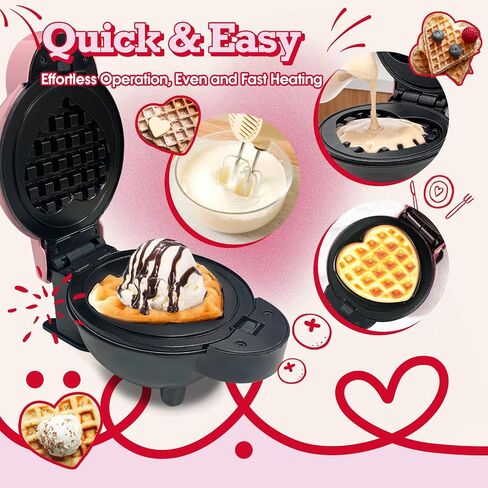 Mini Waffle Maker with 6 Removable Plates,Small Heart Waffle Maker Keto,3-in-1 Multi-plate set,Wafflera Iron for Kids Family&Individuals in Saudi Arabia