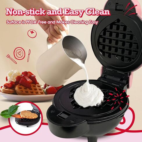 Mini Waffle Maker with 6 Removable Plates,Small Heart Waffle Maker Keto,3-in-1 Multi-plate set,Wafflera Iron for Kids Family&Individuals in Saudi Arabia