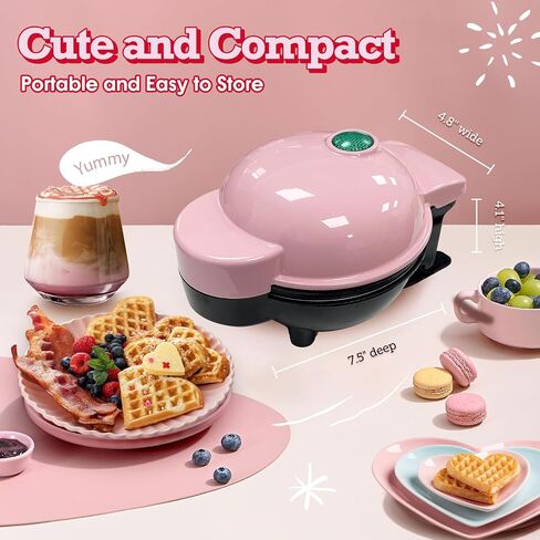 Mini Waffle Maker with 6 Removable Plates,Small Heart Waffle Maker Keto,3-in-1 Multi-plate set,Wafflera Iron for Kids Family&Individuals in Saudi Arabia