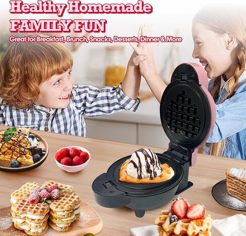 Mini Waffle Maker with 6 Removable Plates,Small Heart Waffle Maker Keto,3-in-1 Multi-plate set,Wafflera Iron for Kids Family&Individuals in Saudi Arabia