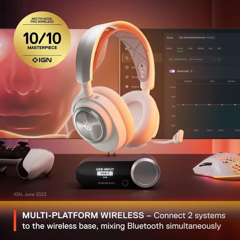 SteelSeries Arctis Nova Pro Wireless Multi-System Gaming Headset - Neodymium Magnetic Drivers - Active Noise Cancellation - Gen 2 Mic - White (Renewed) in Saudi Arabia