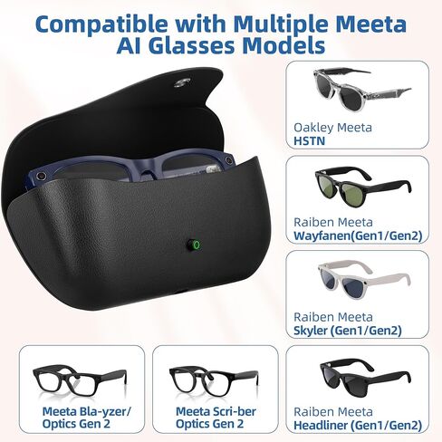 Portable AI Glasses Charging Case Compatible with Rai-Ben Meeta Gen1/Gen2 in Saudi Arabia
