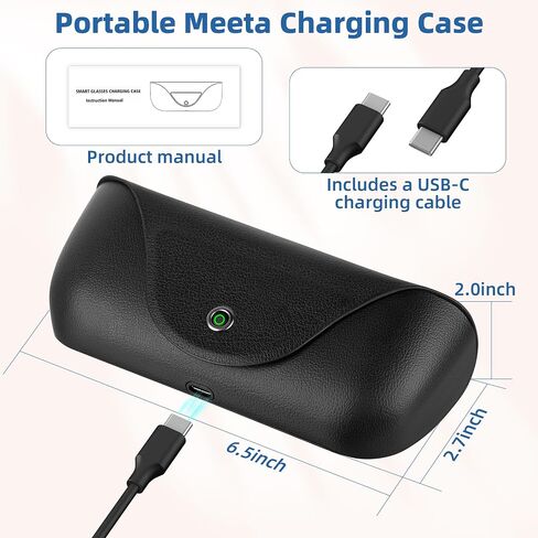 Portable AI Glasses Charging Case Compatible with Rai-Ben Meeta Gen1/Gen2 in Saudi Arabia