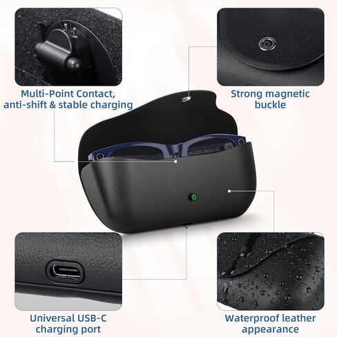 Portable AI Glasses Charging Case Compatible with Rai-Ben Meeta Gen1/Gen2 in Saudi Arabia