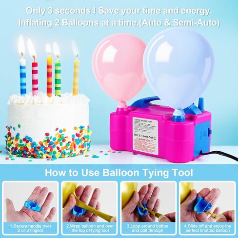 Electric Balloon Pump with Dual Nozzle & 2 Tying Tools in Saudi Arabia