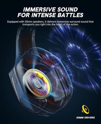 EKSA 2.4GHz Wireless Gaming Headset for PS5,PS4,PC,Switch,Mobile,Mac, Bluetooth Gaming Headphones with ENC Microphone, RGB, 20ms Latency, 120H Battery, 7.1 Surround Sound, 3.5mm Cable Black Silver in Kuwait