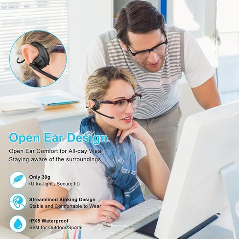 iDIGMALL Bluetooth Headset, Open Ear Headphones with Detachable Microphone in Saudi Arabia