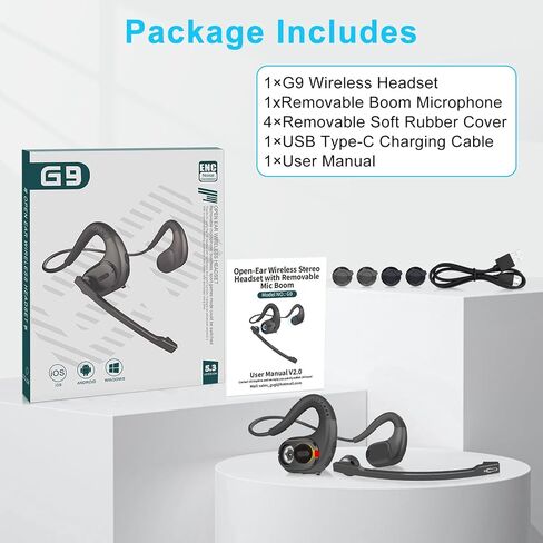 iDIGMALL Bluetooth Headset, Open Ear Headphones with Detachable Microphone in Saudi Arabia
