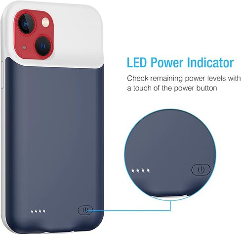 حافظة بطارية لهاتف iPhone 13 Mini/12 Mini، حافظة شحن واقية نحيفة قابلة لإعادة الشحن بقدرة 7000 مللي أمبير في الساعة متوافقة مع iPhone 13 Mini/12 Mini (5.4 بوصة) حافظة شاحن بطارية ممتدة - أزرق in Kuwait