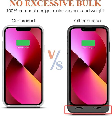 حافظة بطارية لهاتف iPhone 13 Mini/12 Mini، حافظة شحن واقية نحيفة قابلة لإعادة الشحن بقدرة 7000 مللي أمبير في الساعة متوافقة مع iPhone 13 Mini/12 Mini (5.4 بوصة) حافظة شاحن بطارية ممتدة - أزرق in Kuwait