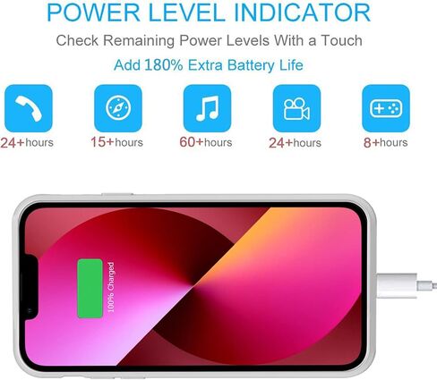 حافظة بطارية لهاتف iPhone 13 Mini/12 Mini، حافظة شحن واقية نحيفة قابلة لإعادة الشحن بقدرة 7000 مللي أمبير في الساعة متوافقة مع iPhone 13 Mini/12 Mini (5.4 بوصة) حافظة شاحن بطارية ممتدة - أزرق in Kuwait